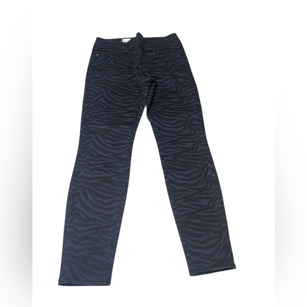 Rock & Republic Denim RX Fever Pull On Leggings Blue Black Animal Print Size 12